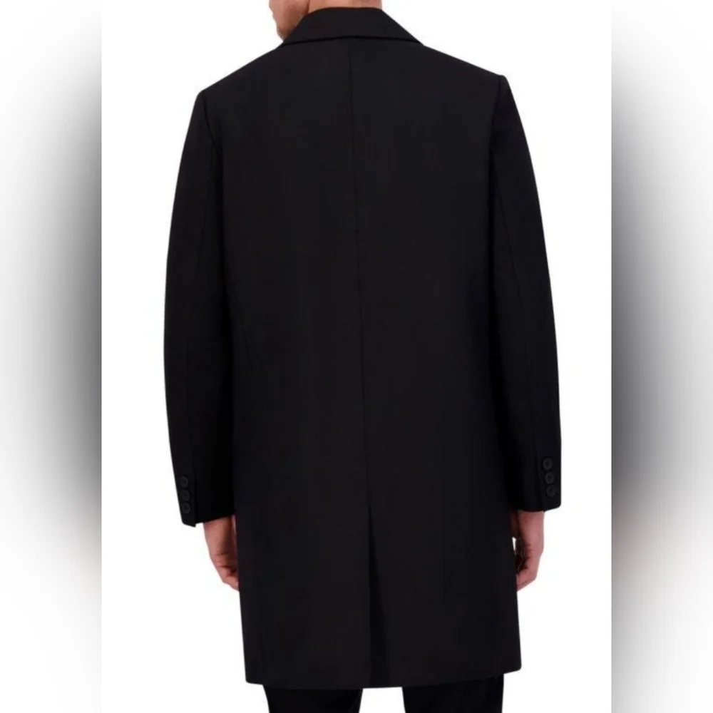 Kenneth Cole Soid Black Wool Blend Topcoat Mens Size XL